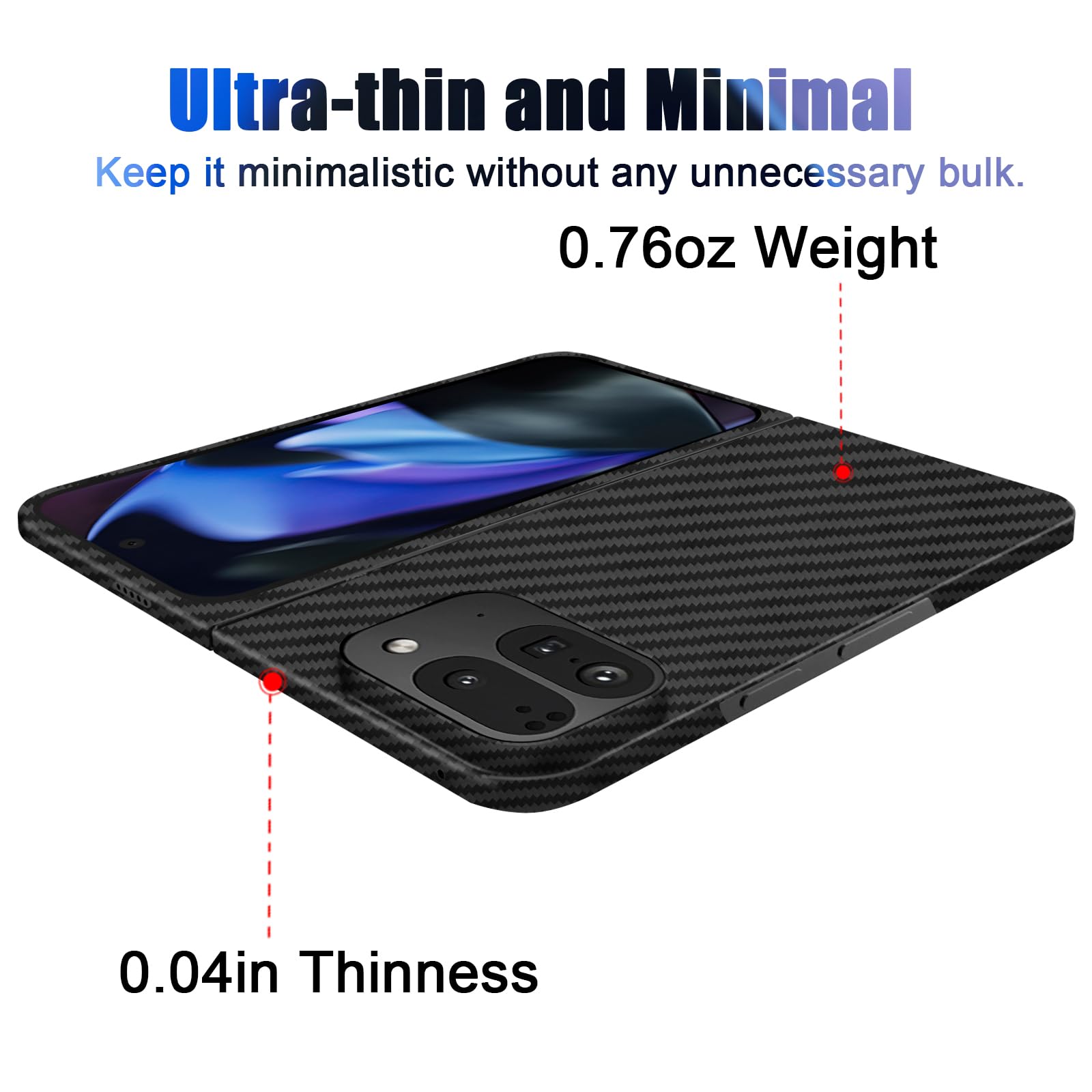 Dünne Kohlefaser-Schutzhülle für Google Pixel 9 Pro Fold (zusammenklappbar 2), schlanke 1500D Aramidfaser-Hülle, kompatibel mit Magsafe, mattschwarz, Version 2.0