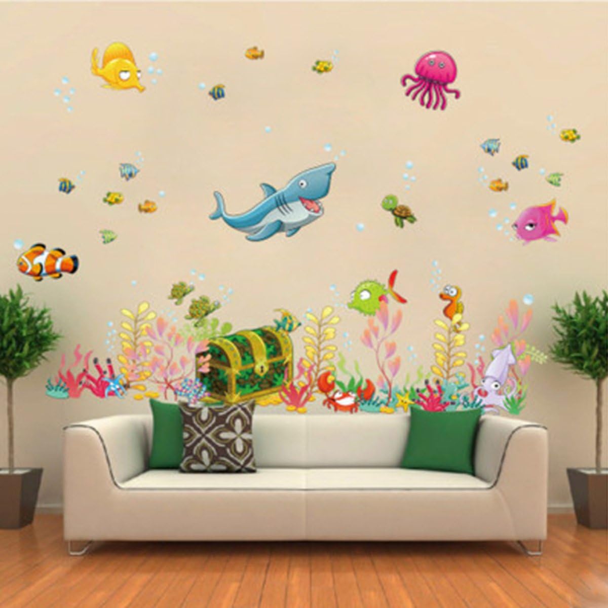 Under The Sea Wall Decals Dolphin Seagrass Coral Peel Vinyl