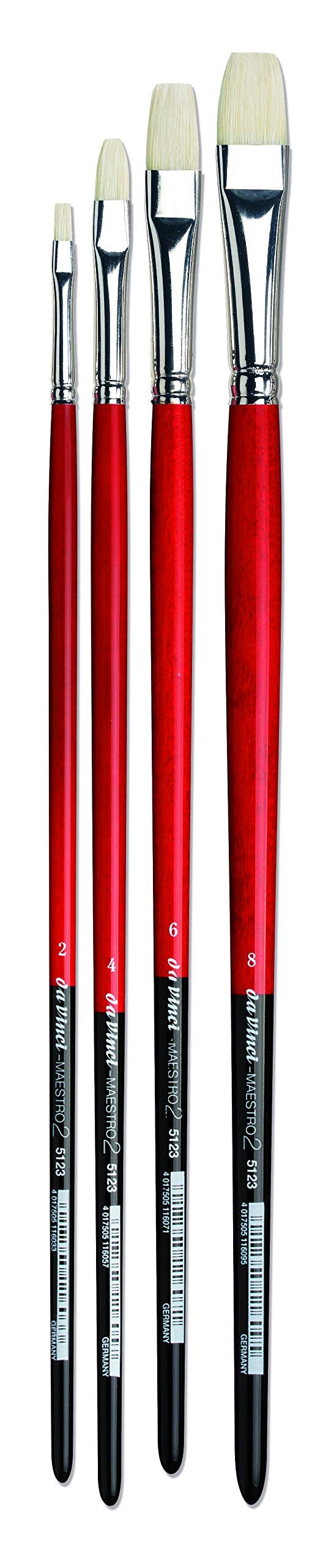 da Vinci Brushes 5123 Maestro 2 Hog Bristle Bright (Sizes 2,4,6,8) Artist Brush Set, Black 4