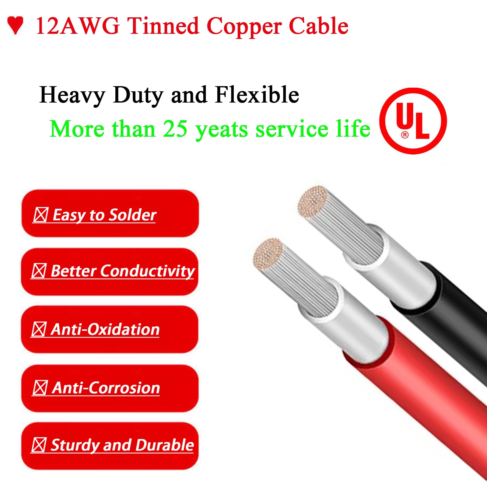 Kabel solarny 12AWG do XT60, kabel do ładowania słonecznego z żeńskim adapterem XT60 do stacji zasilających, generatorów słonecznych