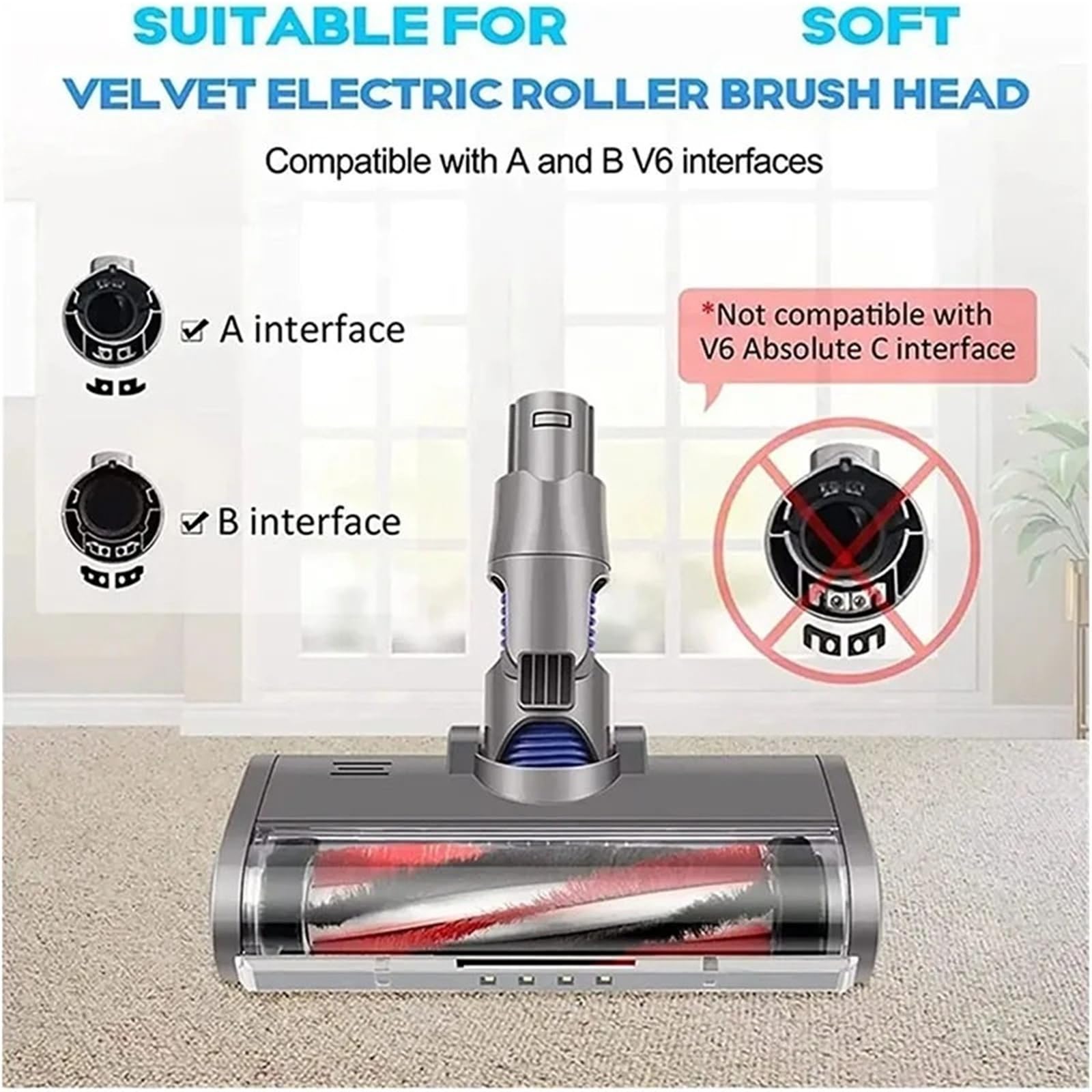 Herramienta De Cabezal De Cepillo De Piso Motorizado For Aspiradoras, Repuesto De Repuesto De Rodillo Barredor Suave, Compatible Con Accesorios Dyson V6 DC58 DC59 DC61 DC62