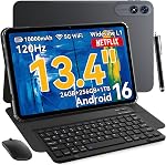 Android 16 tablet with keyboard and pen, 13.4 "widescreen gaming tablets with Gemini AI, 24GB RAM + 256GB ROM, 120Hz, 10000mAh, octa-core, stylus