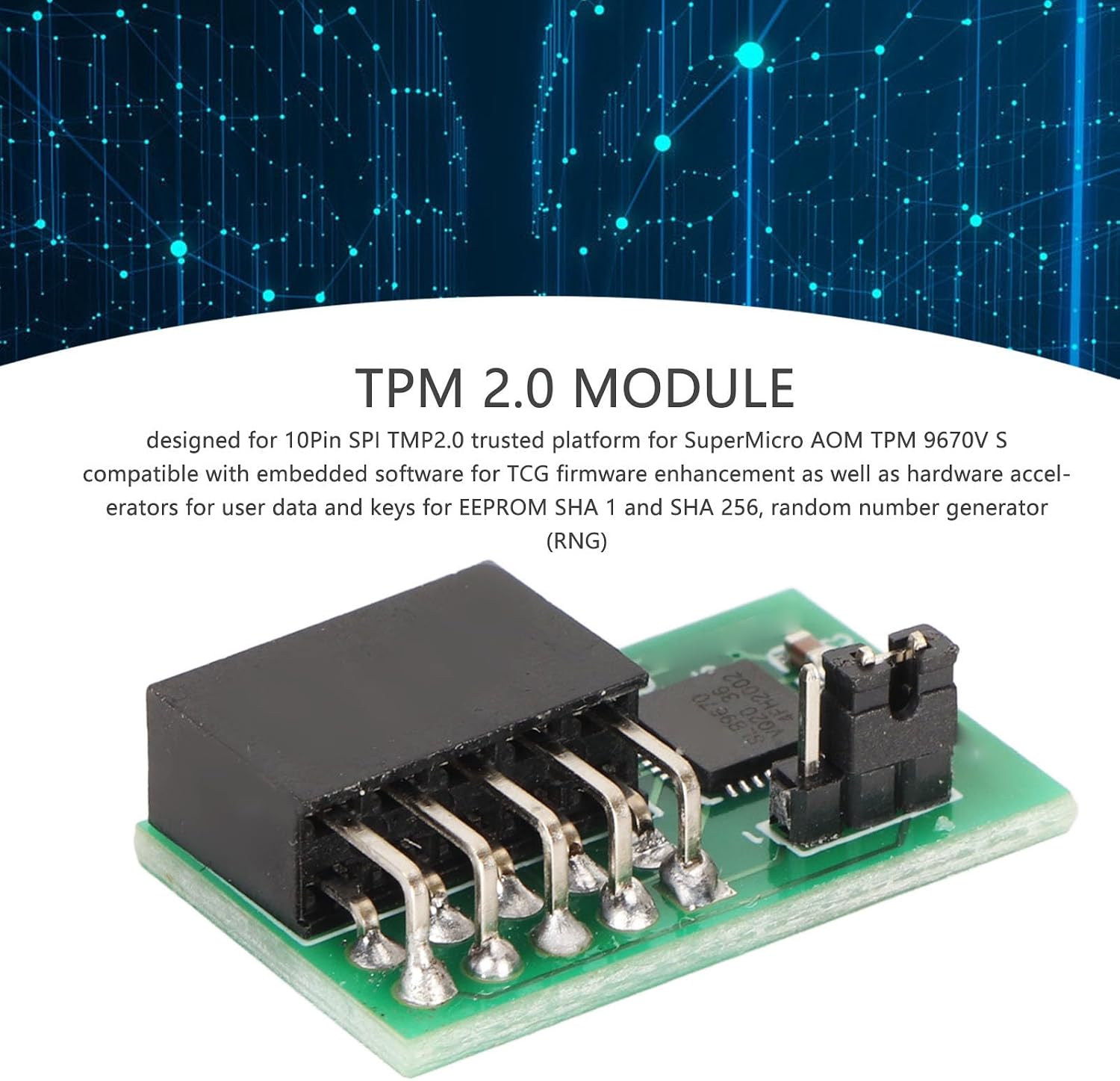 GOWENIC TPM 2.0 Module, 10 Pin SPI TPM 2.0 Module for for SuperMicro AOM TPM 9670V S, High Safety 9670 Chipset, SPI Interface, Stable Performance