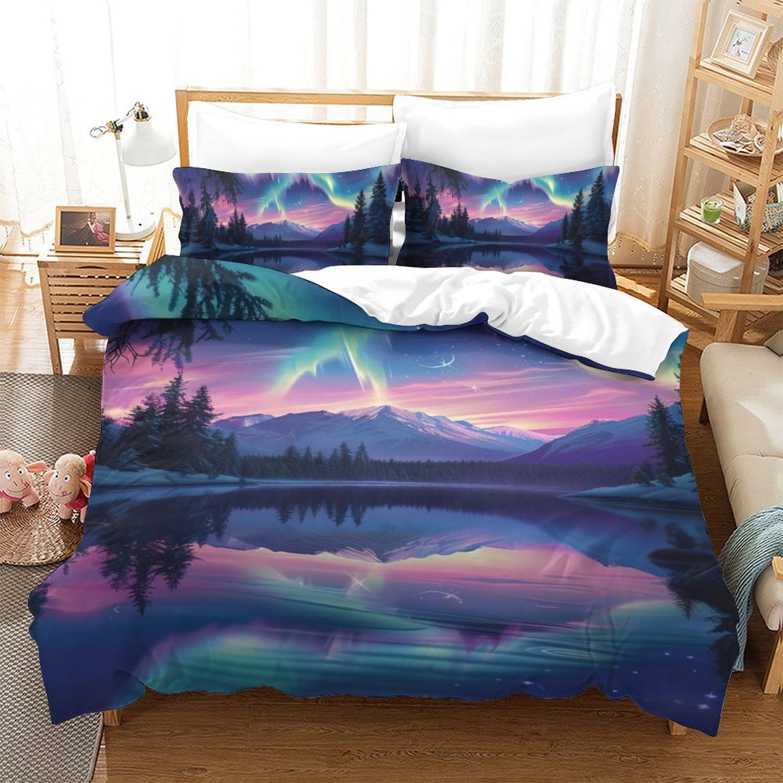 Housse de couette 140x200 Aurora parure de lit 3 pièces microfibre pour enfant