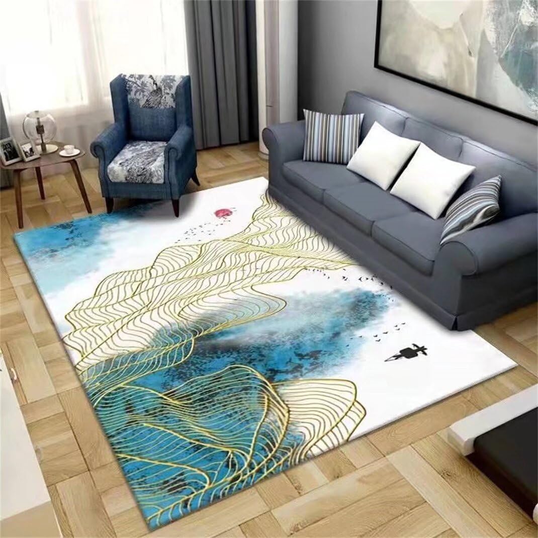 Tapis lavable bleu anti-poussière pour chambre et bureau