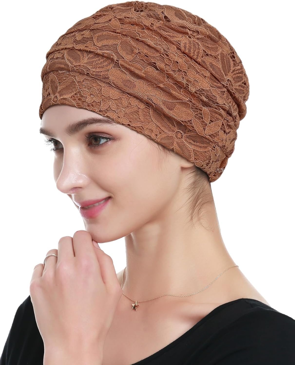 Womens Viscose Beanie Lace Turban Soft Sleep Cap Chemo Hats