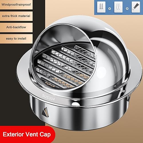 Miniatura 6 de Tapón de chimenea de acero inoxidable 304, cubierta de ventilación redonda, cubierta protectora de tubería de combustión, tapa de extremo de tubo de