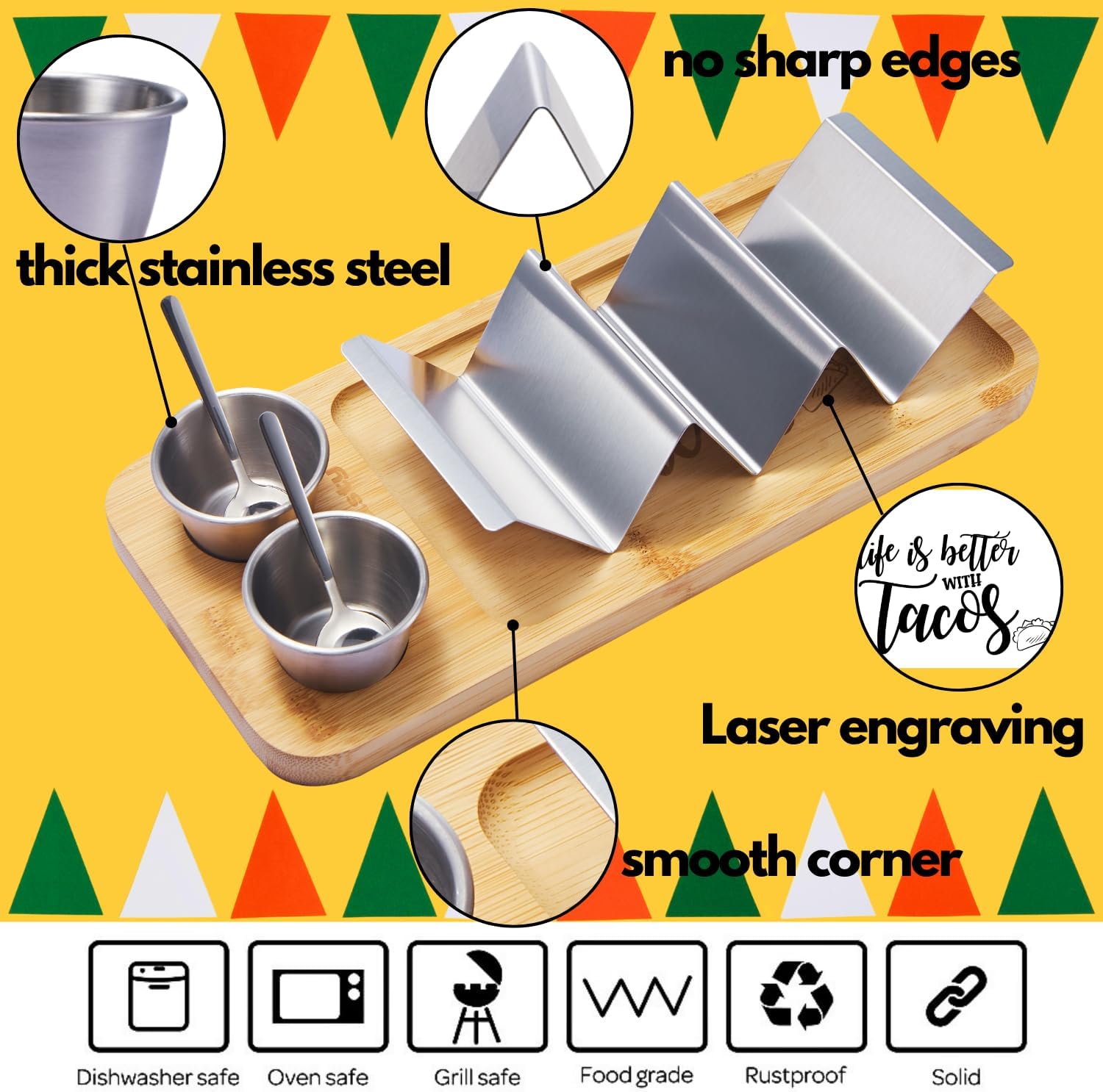 Terracotta Tortilla Warmer + 1 Pack Taco Holder Kit - Silver