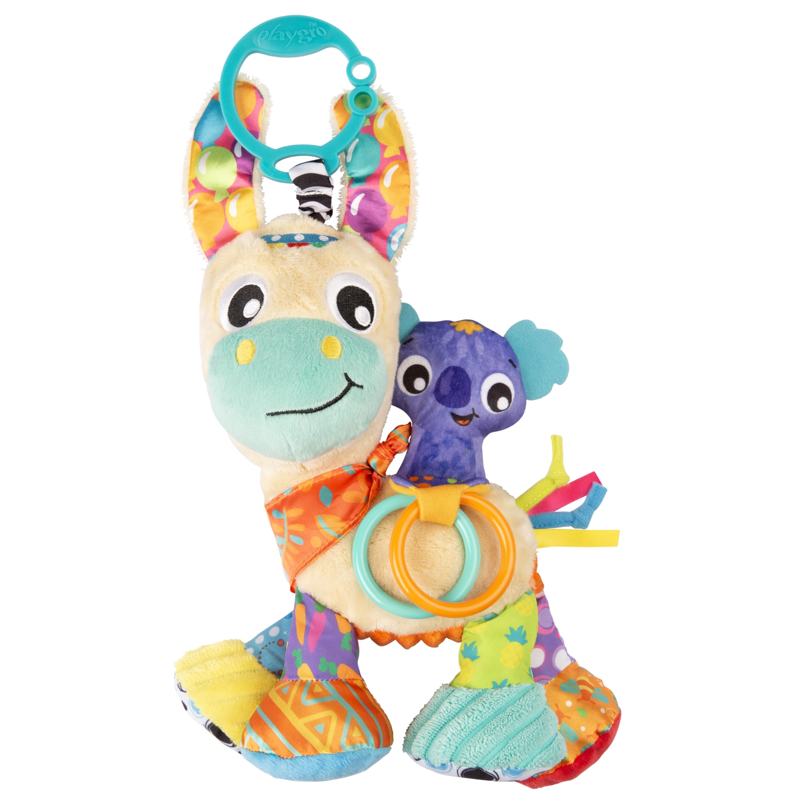 Playgro Activity Friend Lupe Llama – Juguete sensorial para bebé 0+ meses, llama suave con clip para carrito o cuna, ideal para recién nacidos