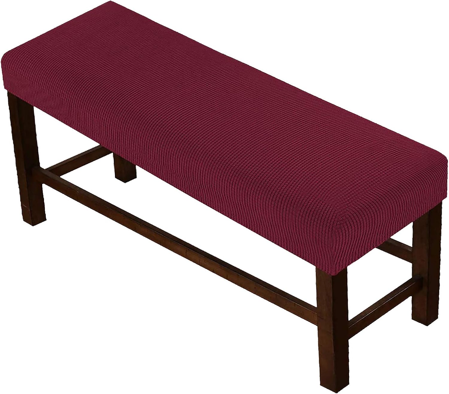 Beacon Pet Jacquard Dining Room Bench Covers, Soft Stretch Spandex upholstered Bench Slipcover, Removable Washable Bench Cushion Slipcovers for Living Room, Bedroom, Kitchen (Wine Red)