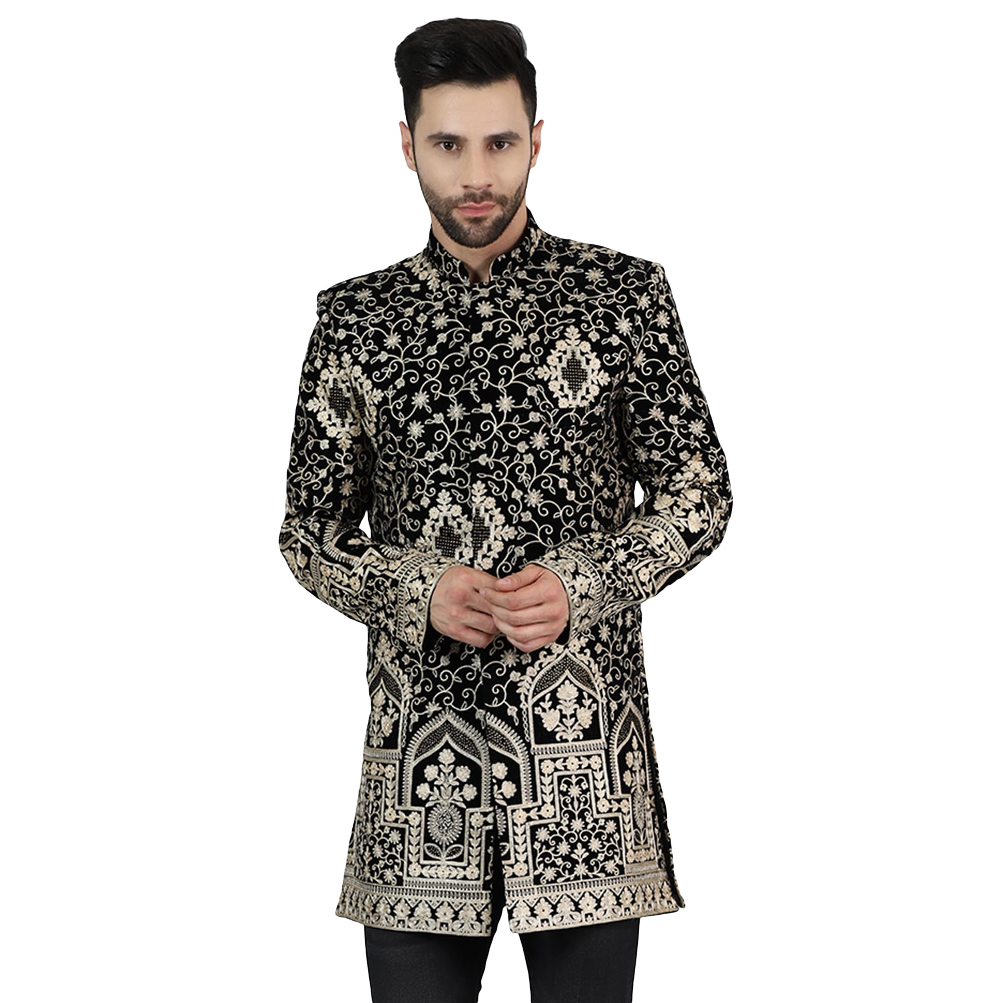 wintage Men's Embroidered Velvet Bandhgala-picture-24