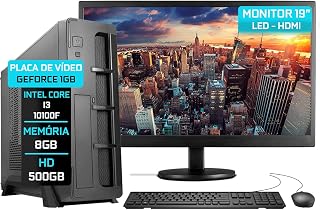 Computador Blue PC Slim Premium Completo Intel Core i3 10100F (Décima Geração) 8GB DDR4 HD 500GB Monitor 19" HDMI LED