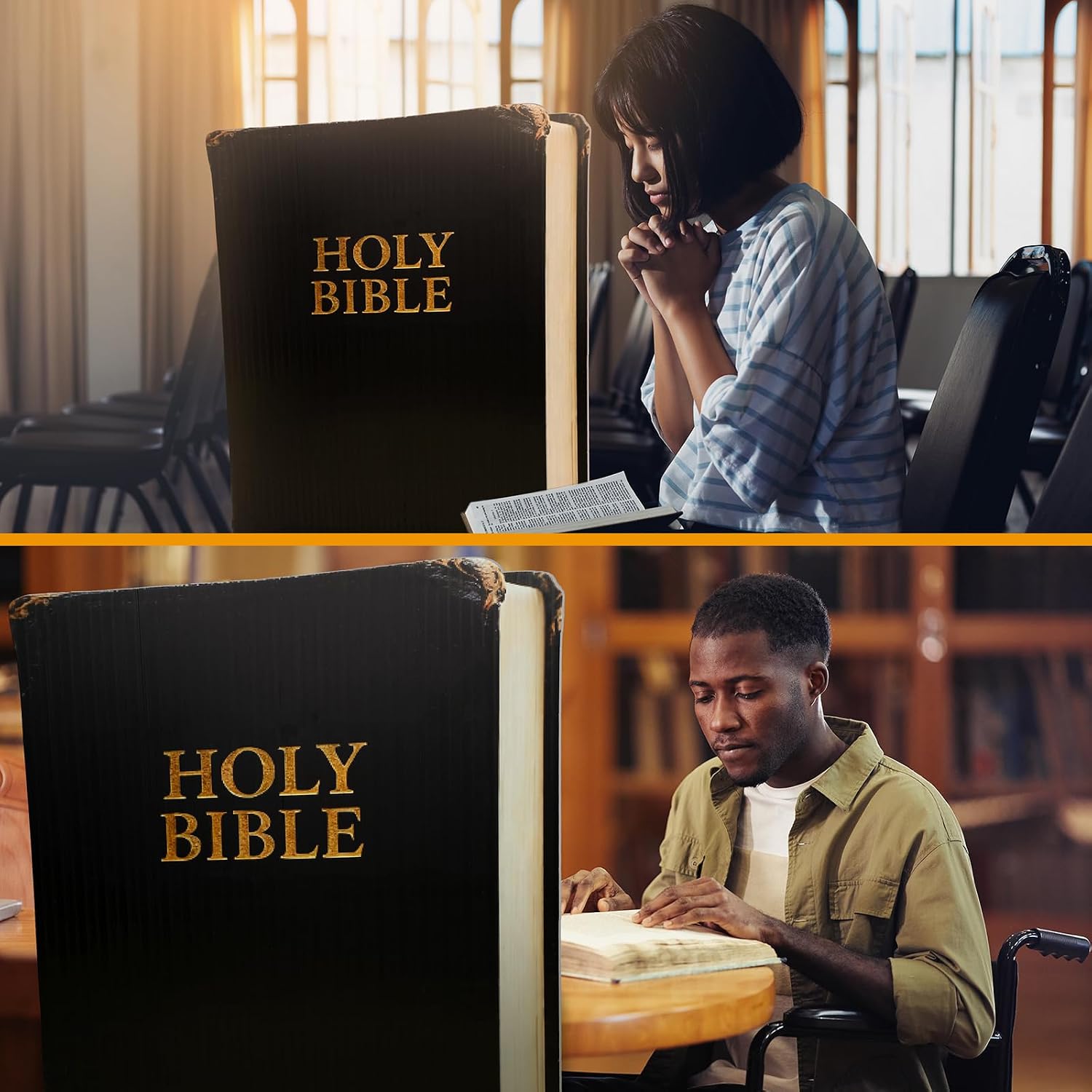 Colingmill 5.3 ft The Holy Bible Cardboard Stand-up Life Size Christian Party Decoration Religious Backdrop Photo Props Stand up Cardboard for Jesus Vbs Easter Church Sunday School Decor