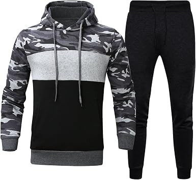 Amazon.com: Conjunto de chándal para hombre de 2 piezas con capucha para  hombre, conjunto de chándal casual cómodo de camuflaje para correr para  hombre : Ropa, Zapatos y Joyería