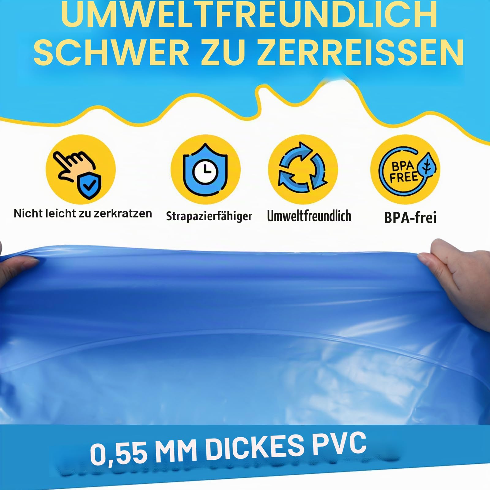 Splash Pad 170cm Anti-Rutsch Sprinkler Matte, Faltbarer Splash Sprinkler Pad, Sprinkler Play Matte für Kinder und Haustiere für Sommer, Garten, DraußEn