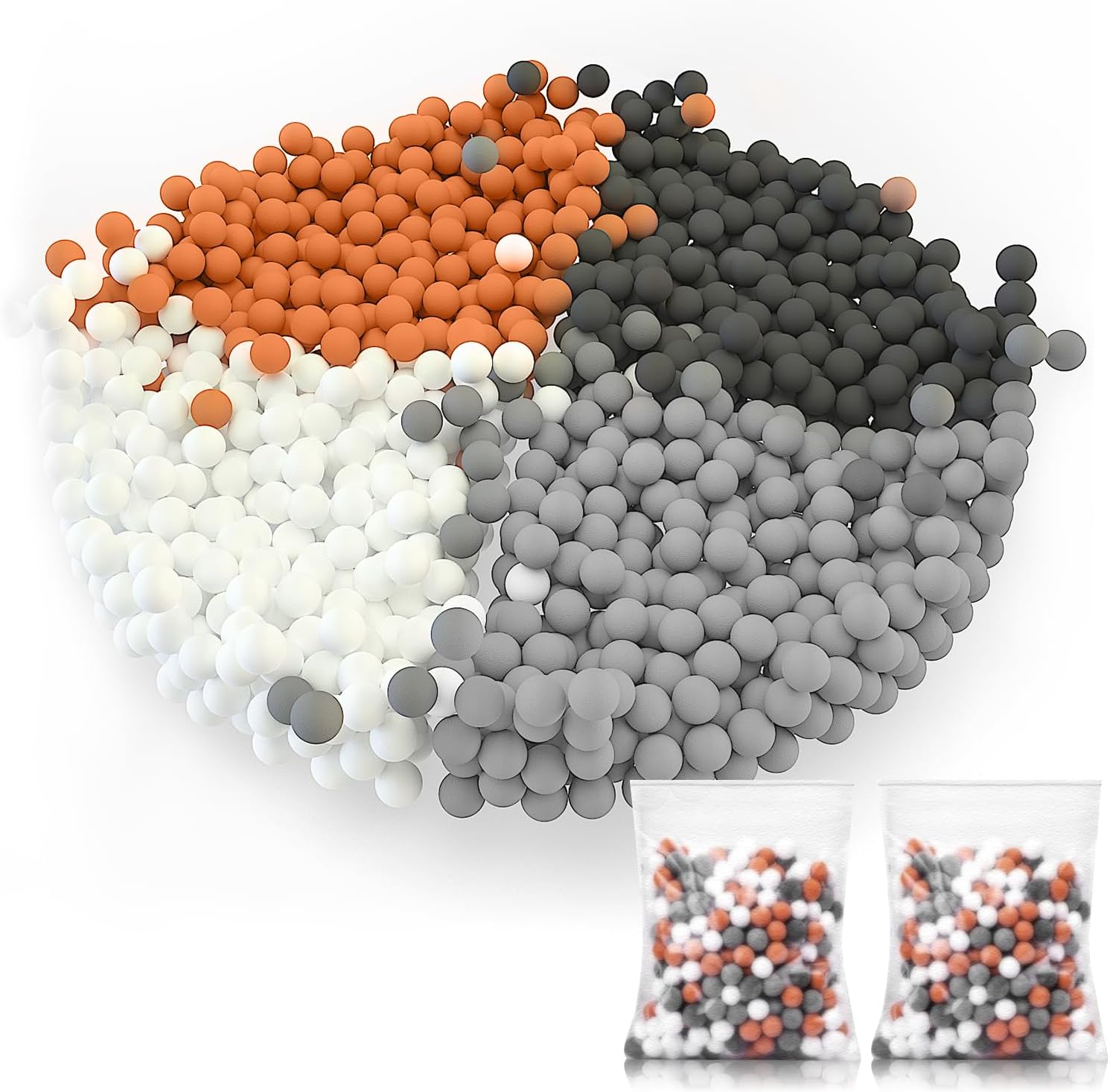 Cobbe2 Packs Replacement Shower Head Beads，90g Shower Filter Stone Beads，Mineral Stone Balls for Water Filtration，for Filtered Shower Head (Orange Gray White)