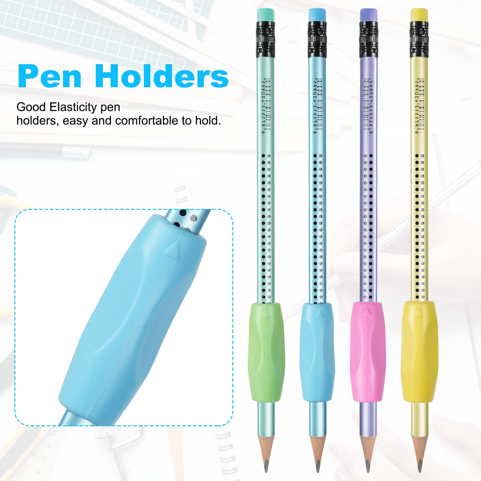 OFFCUP HB Pencils, 12pcs With Rubbers, Presharpened Writing Pencils With Rubbers on The End, 4 Pen Holders - Image 4