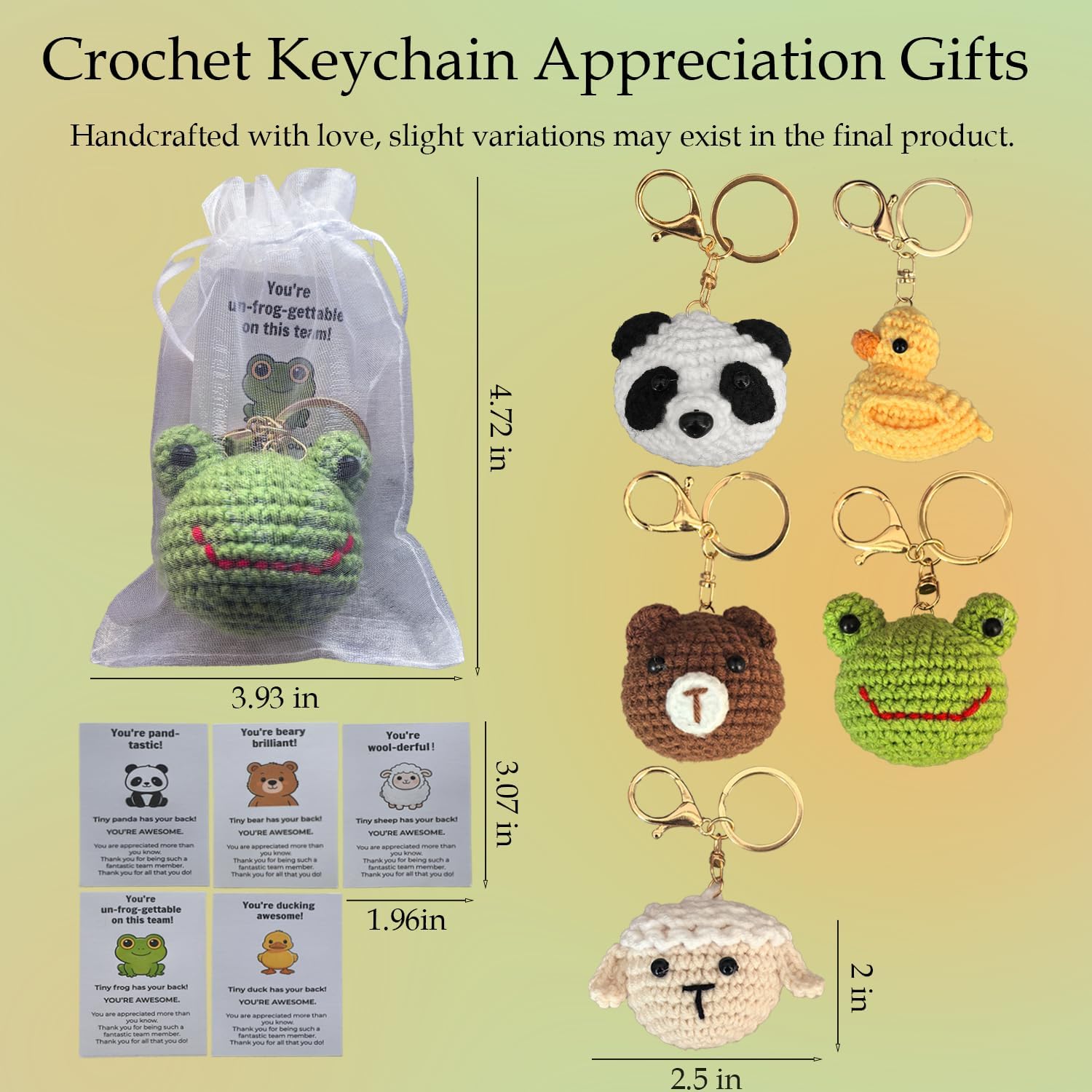 Appreciation Gifts Bulk Crochet Animal Keychains Small Thank You Gifts for Employees