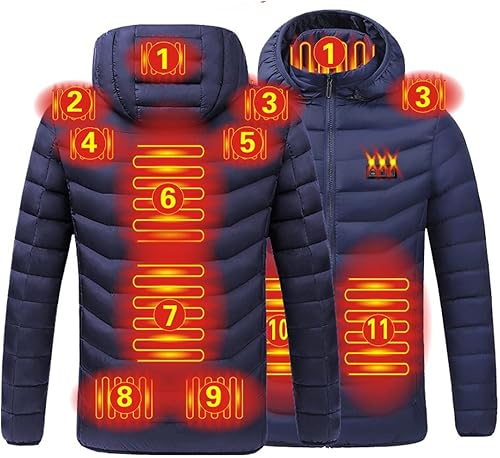Miniatura 3 de Chaqueta térmica eléctrica, abrigo térmico unisex para hombres y mujeres, chaqueta térmica eléctrica recargable por USB, impermeable para invierno