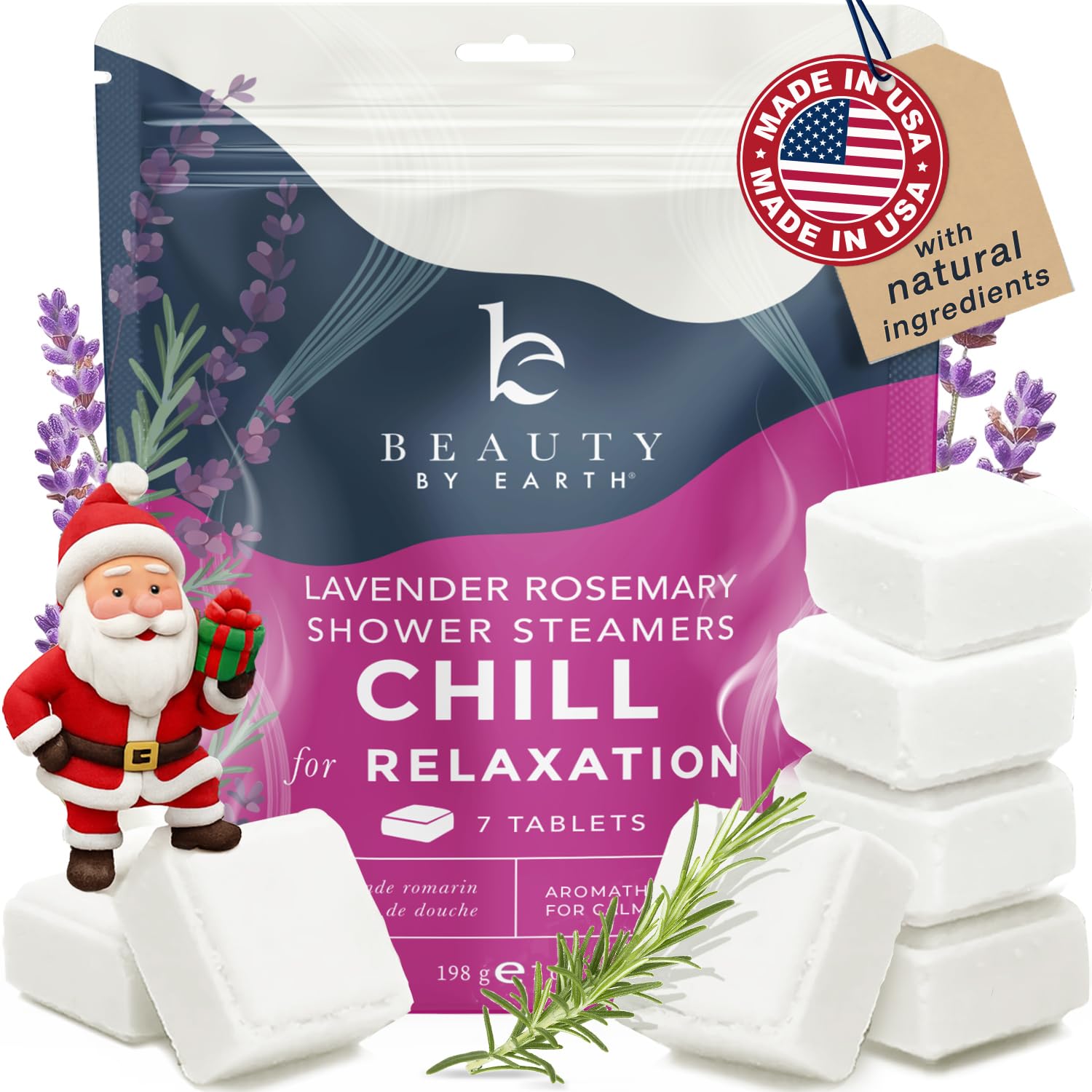 Shower Steamers Aromatherapy - USA Made with Natural Ingredients & Lavender Oil, Christmas Stocking Stuffers for Women, Wife & Mom, Large Stress Relief Shower Bombs, White Elephant Relaxing Spa Gifts