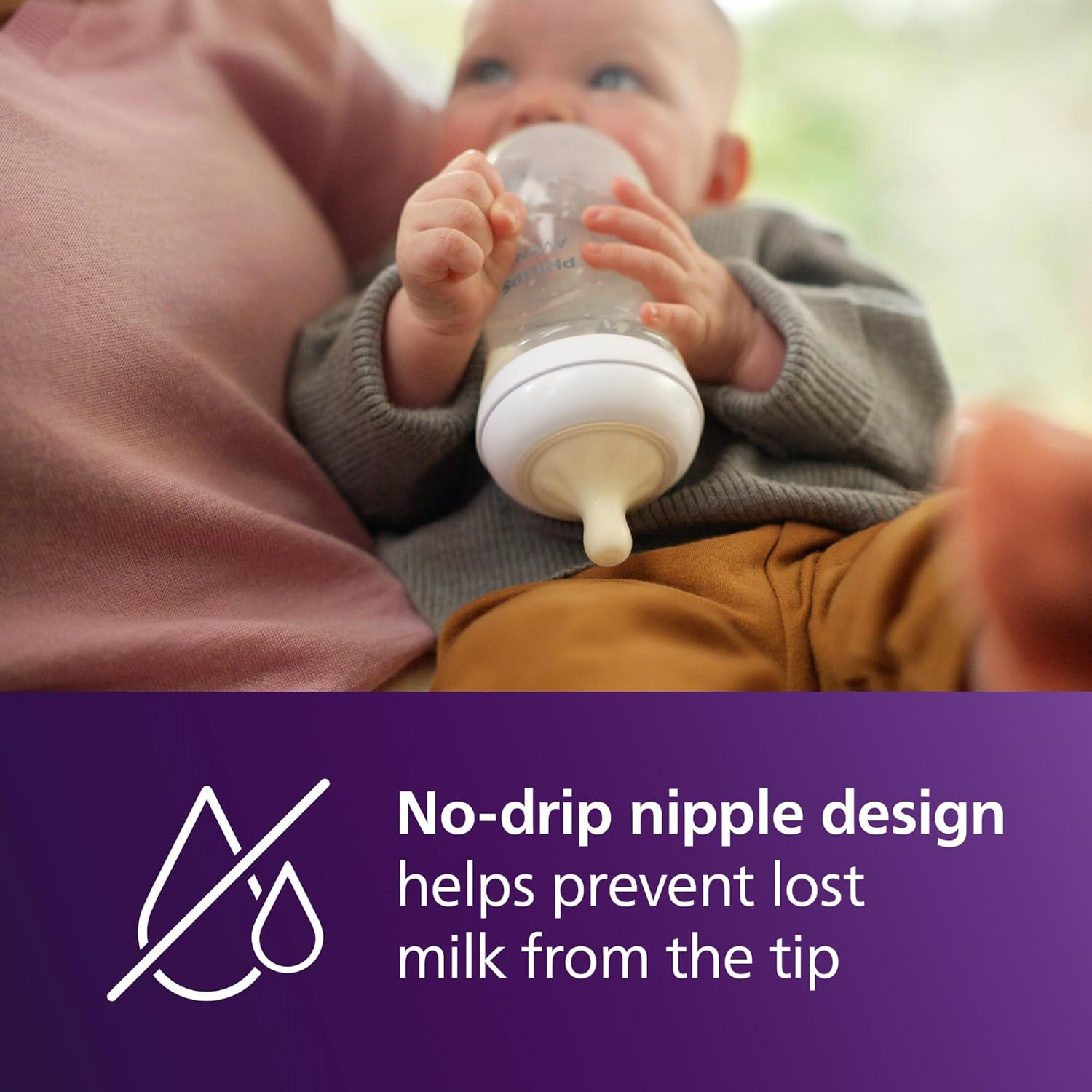 Close-up of Philips Avent Natural Response Nipple, highlighting its no-drip design