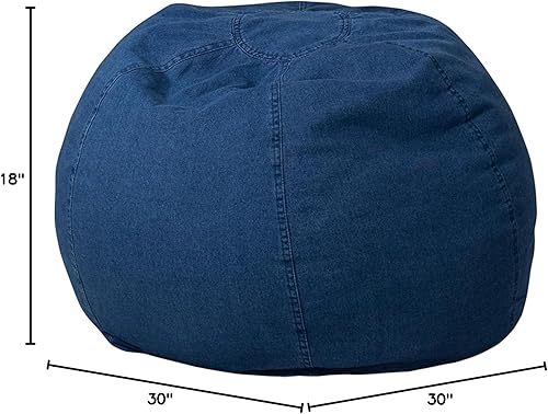 Miniatura 3 de Flash Furniture Dillon - Puf pequeño para niños y adolescentes, relleno de espuma con funda lavable a máquina, mezclilla