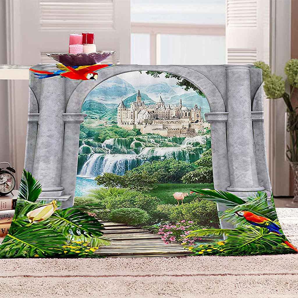 Couverture polaire château de jardin en microfibre pour des soirées cocooning au salon