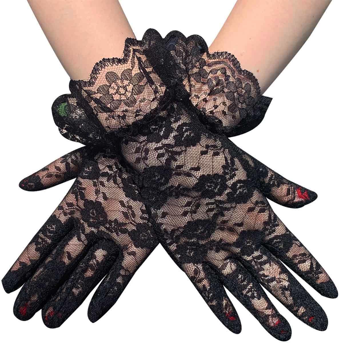 Lace Gloves Women Elegant Gloves Bridal Lace Gloves Floral Pattern Lace Gloves for Wedding Dress Evening Dress-image-11