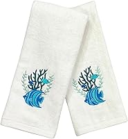 Vista 45 de Serafina Home Toallas de mano suaves y absorbentes para invitados de ballena de verano: saludos amigables con el océano, 2 piezas (Whale Hello There)