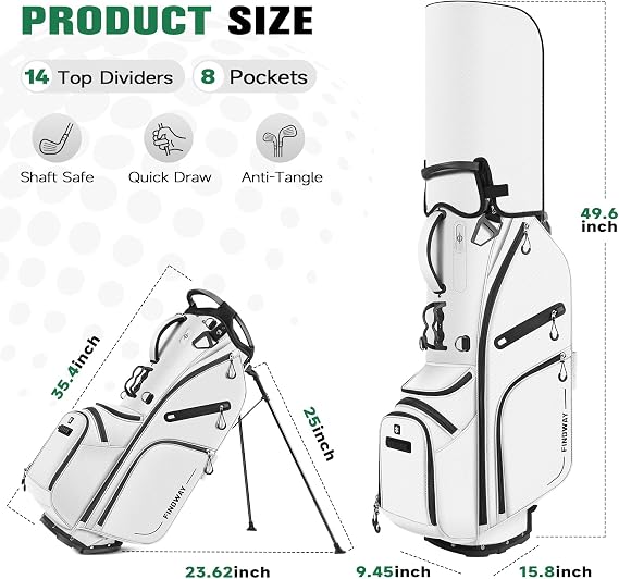 Findway Golf Stand Bag, 14 Way Top Divider Golf Clubs Storage and Hybrid Bags with Adjustable Dual-Strap for Men and Women
