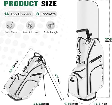 Findway Golf Stand Bag, 14 Way Top Divider Golf Clubs Storage and Hybrid Bags with Adjustable Dual-Strap for Men and Women