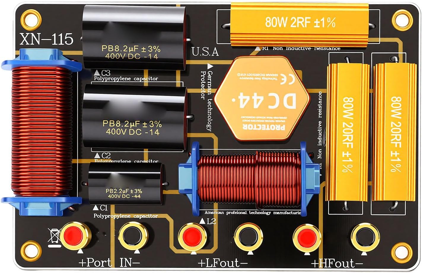 Two Way Speaker Crossover, 550W Frequency Divider for Dual 10-12 Inch Speaker with High Frequency Protection and Heat Dissipation
