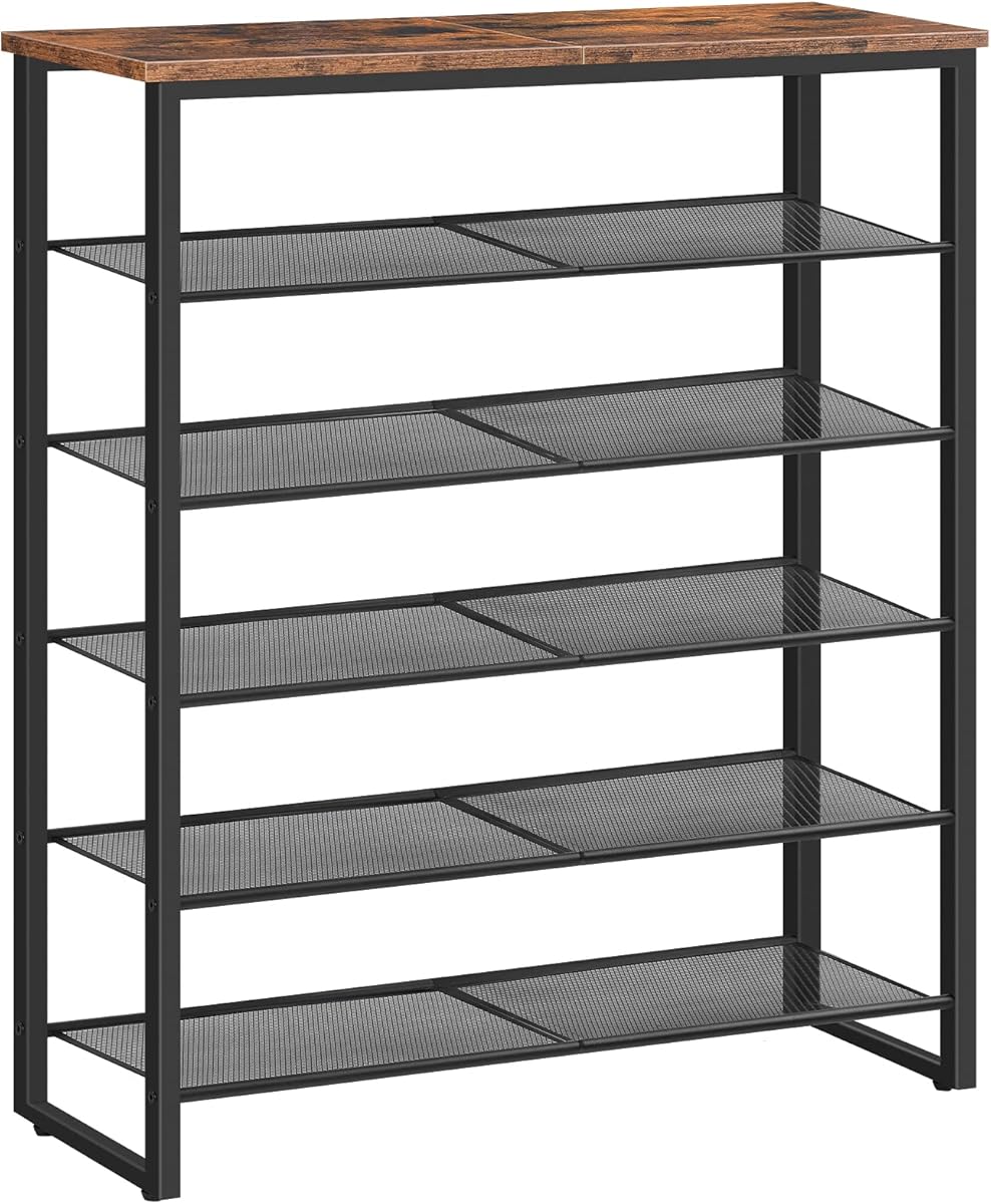 HOOBRO Shoe Rack, 6-Tier Shoe Organizer, for 18-24 Pairs of Shoes, Large Capacity Shoe Storage Shelf, Durable and Stable, for Entryway, Closet, Hallway, Dorm Room, Industrial, Rustic Brown BF67XJ01G1