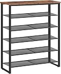 HOOBRO Raquette de chaussures, 5-Tier Unité de rangement des chaussures, étagère de l'organisateur des chaussures pour 16-20 paires, économie Space, Durable et stable, pour entrée, hall, placard, salle de dortoir, industriel, rustique brun BF58XJ01