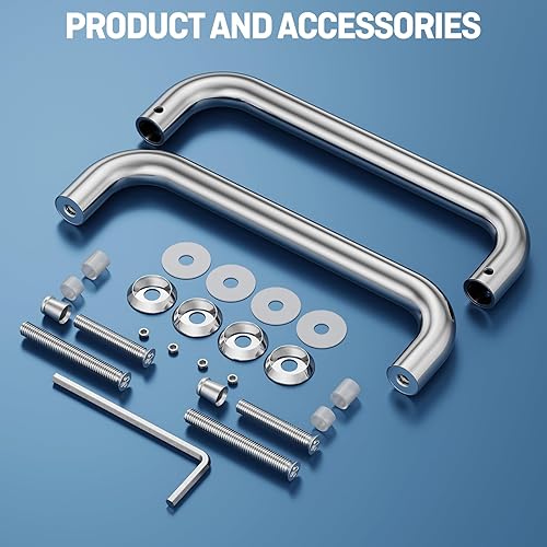 Miniatura 12 de Ranbo Manija tubular de puerta de ducha de 8 pulgadas (CTC) de oro pulido, acero inoxidable 304 de 1/4 a 1/2 pulgadas de grosor y puertas de madera