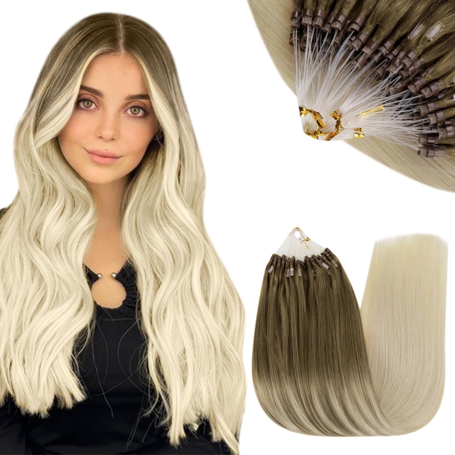 RUNATURE Balayage Micro Ring Hair Extensions Brown to