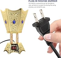 Vista 4 de Quemador de incienso eléctrico de metal, estilo de Oriente Medio, quemador de incienso eléctrico de mesa, para hogar, oficina, yoga, decoración