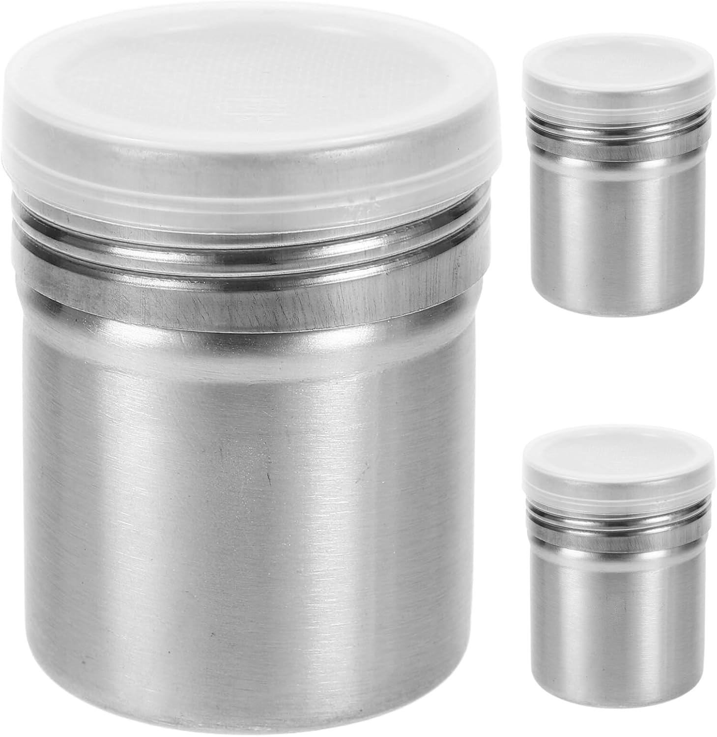 3pcs Seasoning Cans Shaker Flour Sifter Stainless Powder Shaker for Kitchen Random Color