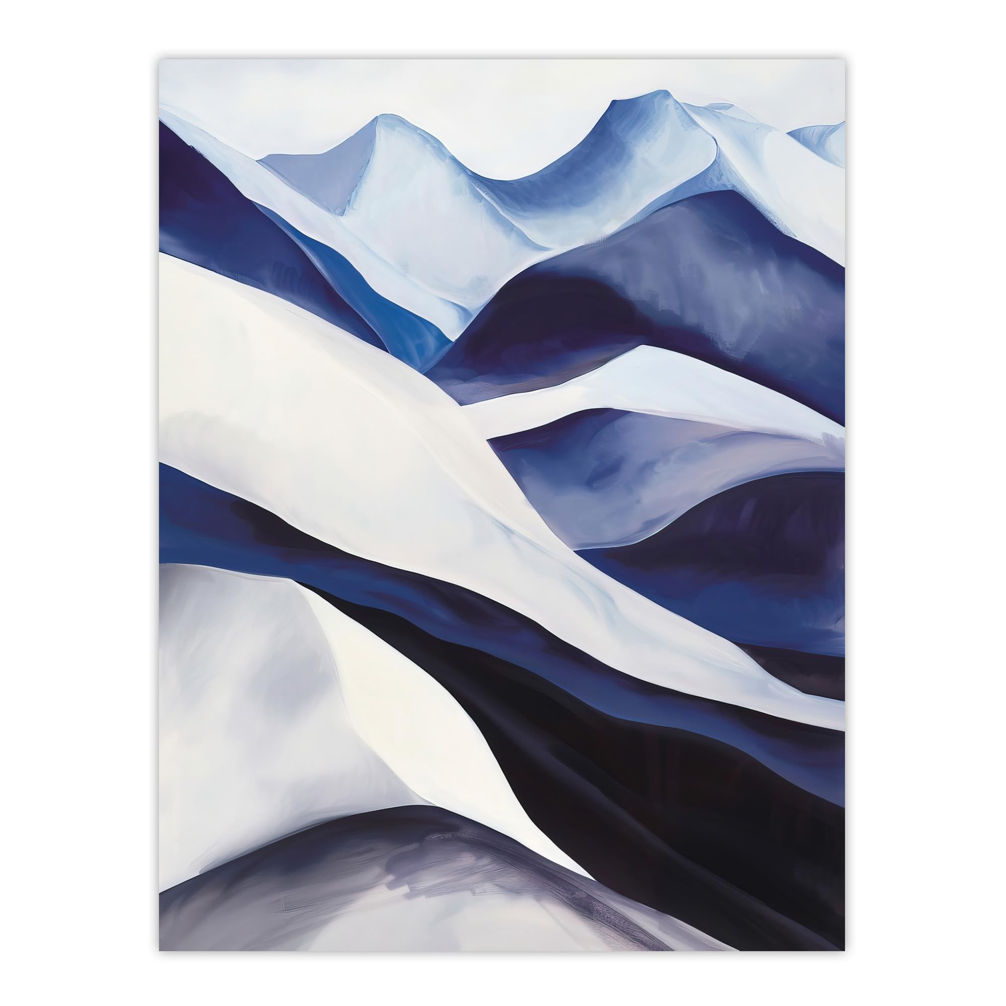 Artery8 Wall Art Print - Snowy Mountains Landscape - Grey - W18" x H24"