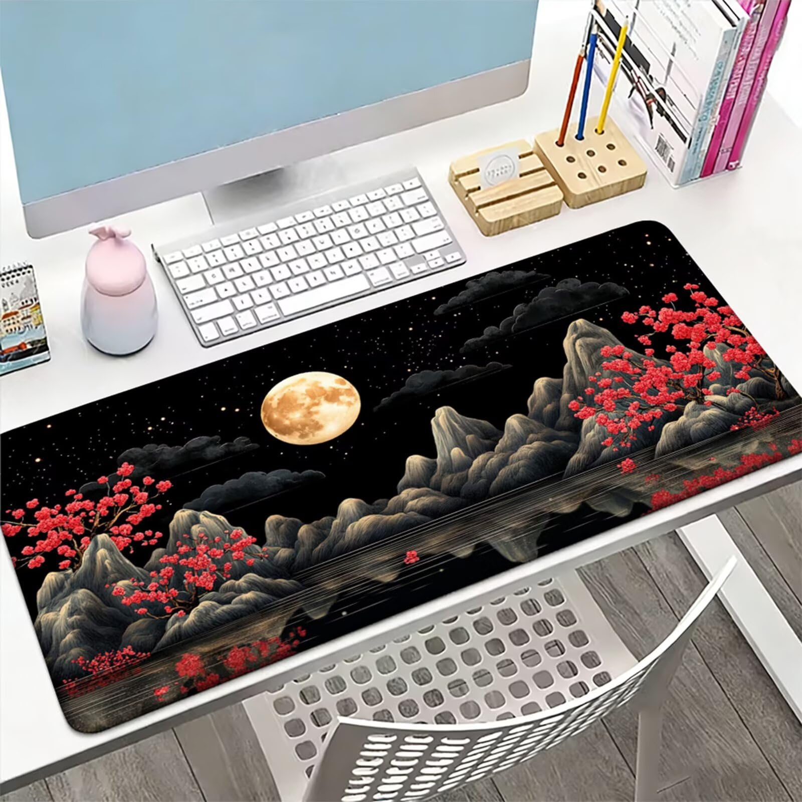 Podkładka pod mysz XXL 1500 x 800 x 3 MM, duża czarna podkładka pod mysz z wodoodporną i gumową antypoślizgową podkładką pod jezioro pod ręką zszyte krawędzie, poprawia precyzję i szybkość dla gracza