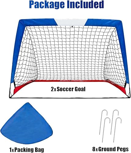 Miniatura 3 de Portería de fútbol para niños, red de fútbol desplegable para patio trasero, juego de 2 con funda de transporte portátil
