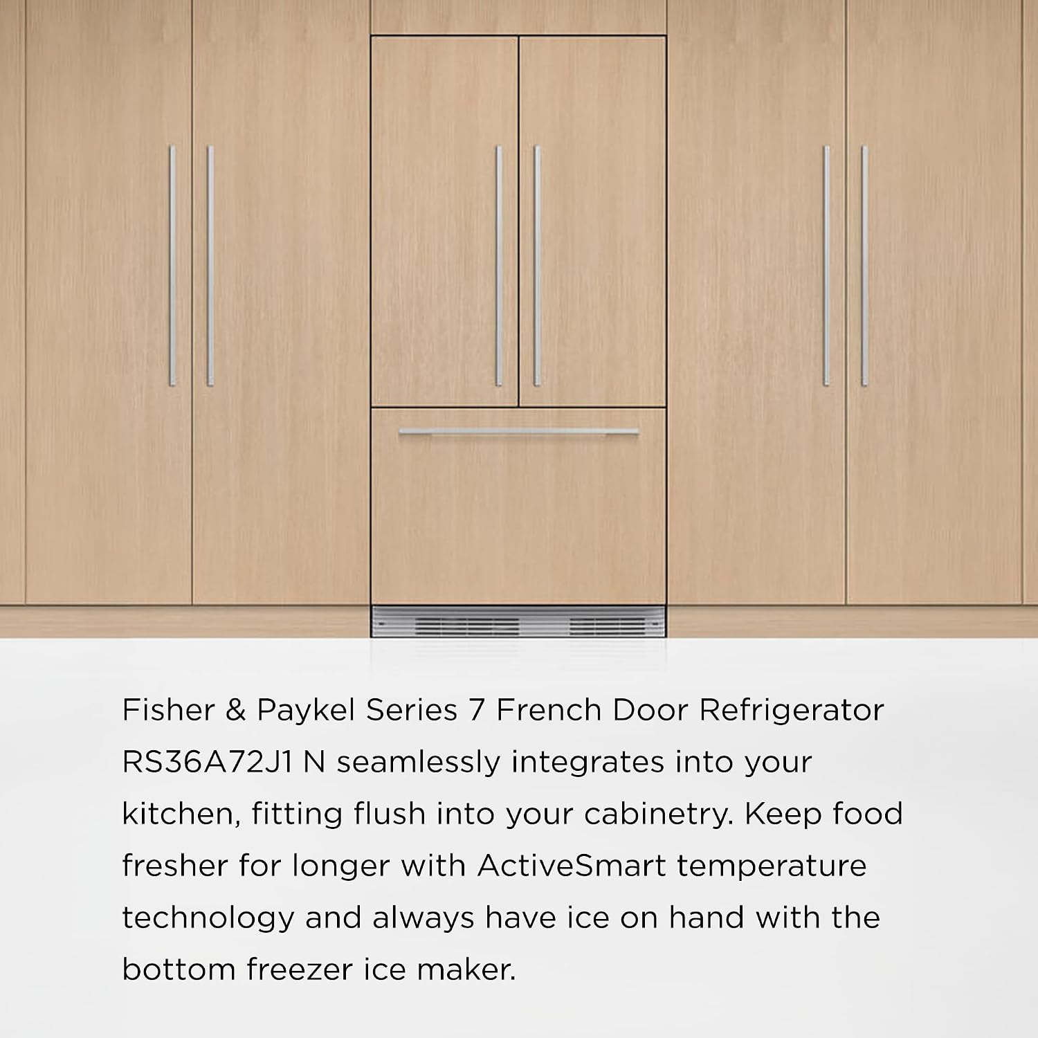 Fisher & Paykel Series 7 Integrated French Door Refrigerator Freezer Combo, 36" Wide, 72" Tall Kitchen Fridge - RS36A72J1 N Full Size Refrigerator with Freezer, Ice Maker, and French Doors