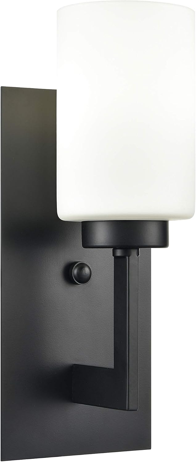 Linea di Liara Brio Black Wall Sconce with Frosted Glass Shade - Modern Wall Light Fixture for Bathroom, Vanity, and Hallway