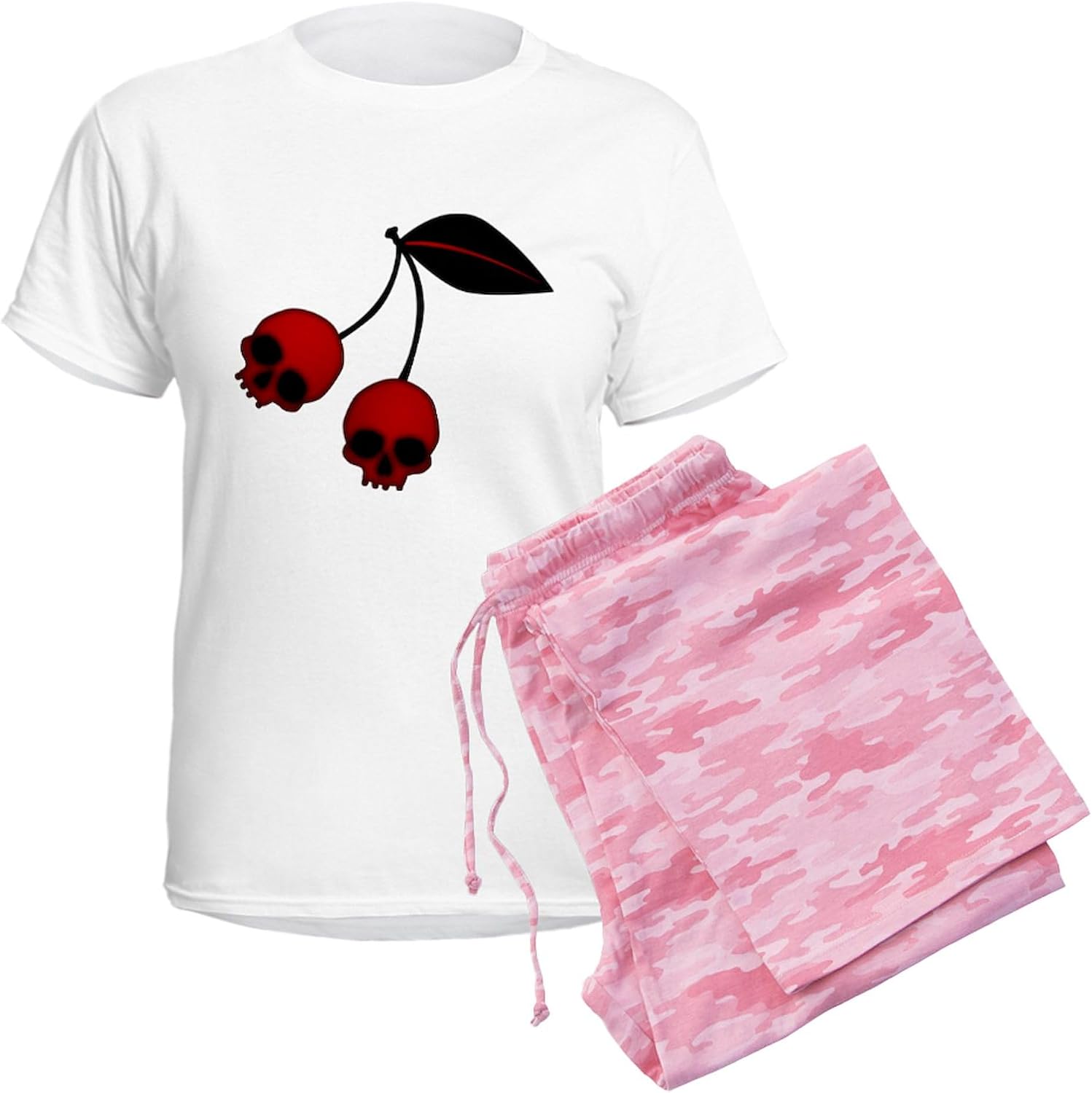 CafePress Skull Cherries Women's Light Pajamas Women's Novelty Cotton Pajama Set, Comfortable PJ Sleepwear