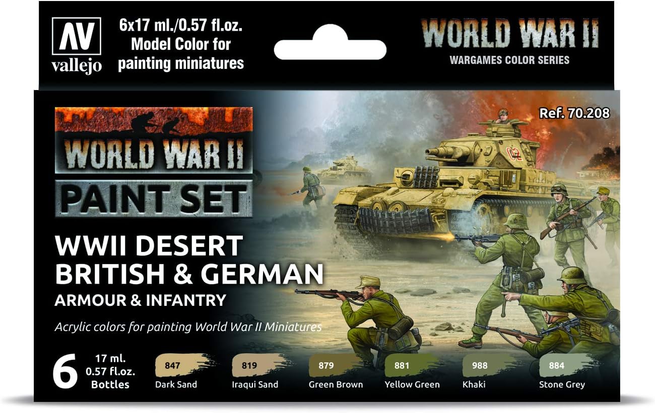 Vallejo - WWII German Waffen SS Model Color Paint Set | Historic Military Shades | Brush & Airbrush Compatible Acrylic Colors | Pro Modeler Collection | 6 bottles x 18 ml. (0.6 fl.oz)