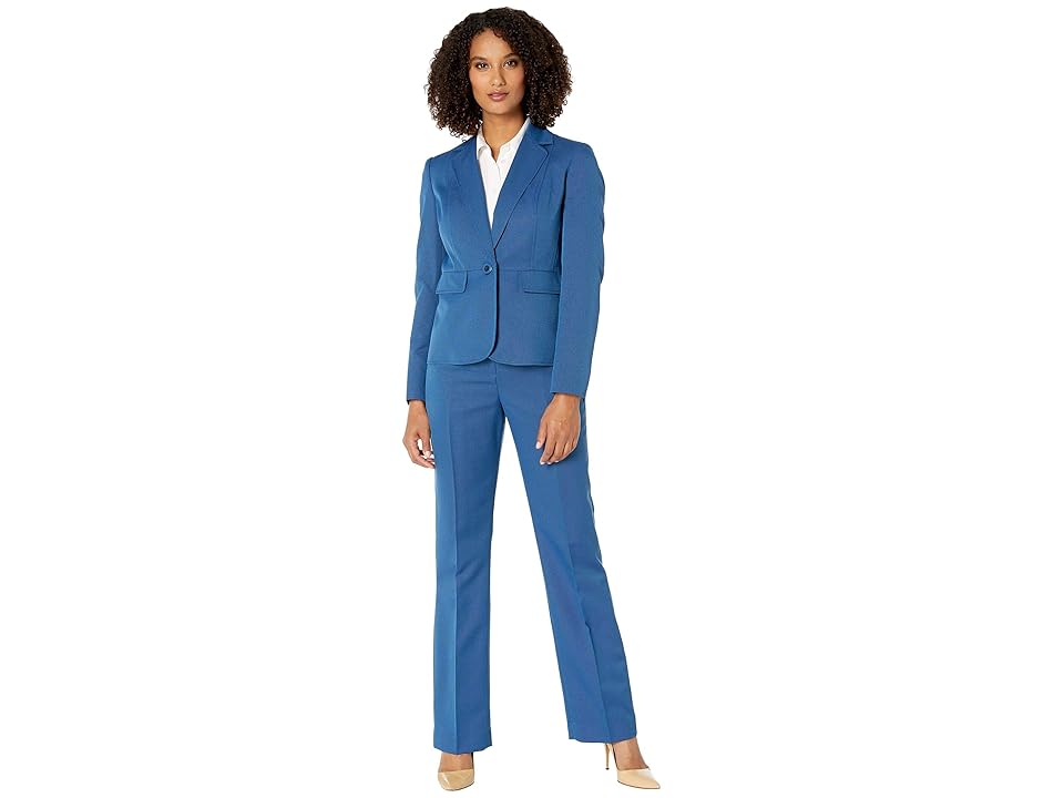

Le Suit One-Button Notch Collar Pants Suit (Blue Quartz) Women's Suits Sets