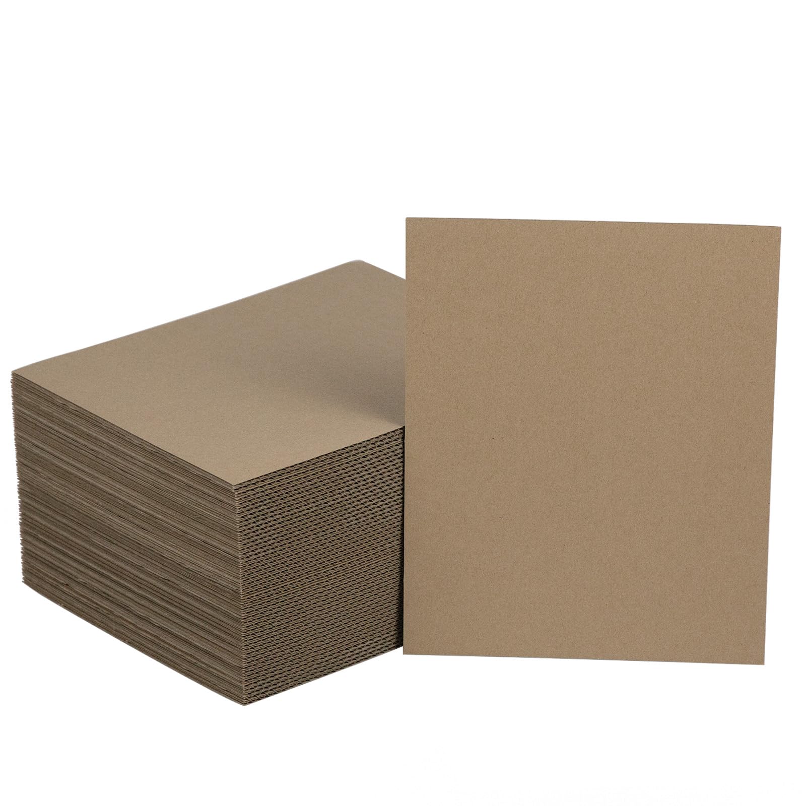 50 Pack Corrugated Cardboard Sheets 8.7"L x 11"W, Flat Kraft Sheet for DIY Glass Divider Kits and Crafts Supplies, Brown