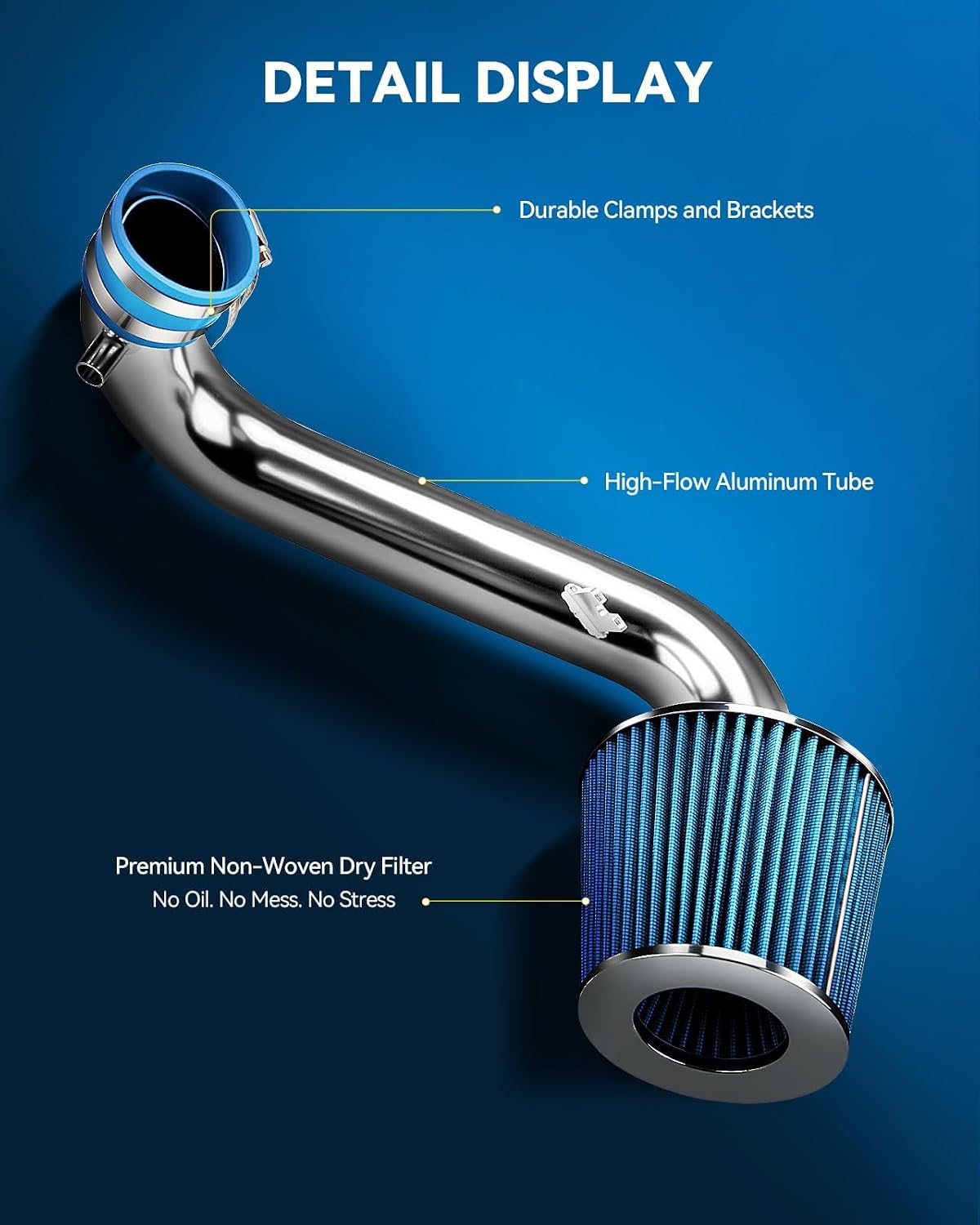 PHILTOP 2.5" Cold Air Intake Kit System Compatible with Honda Civic 2001 2002 2003 2004 2005 1.7L L4, Blue