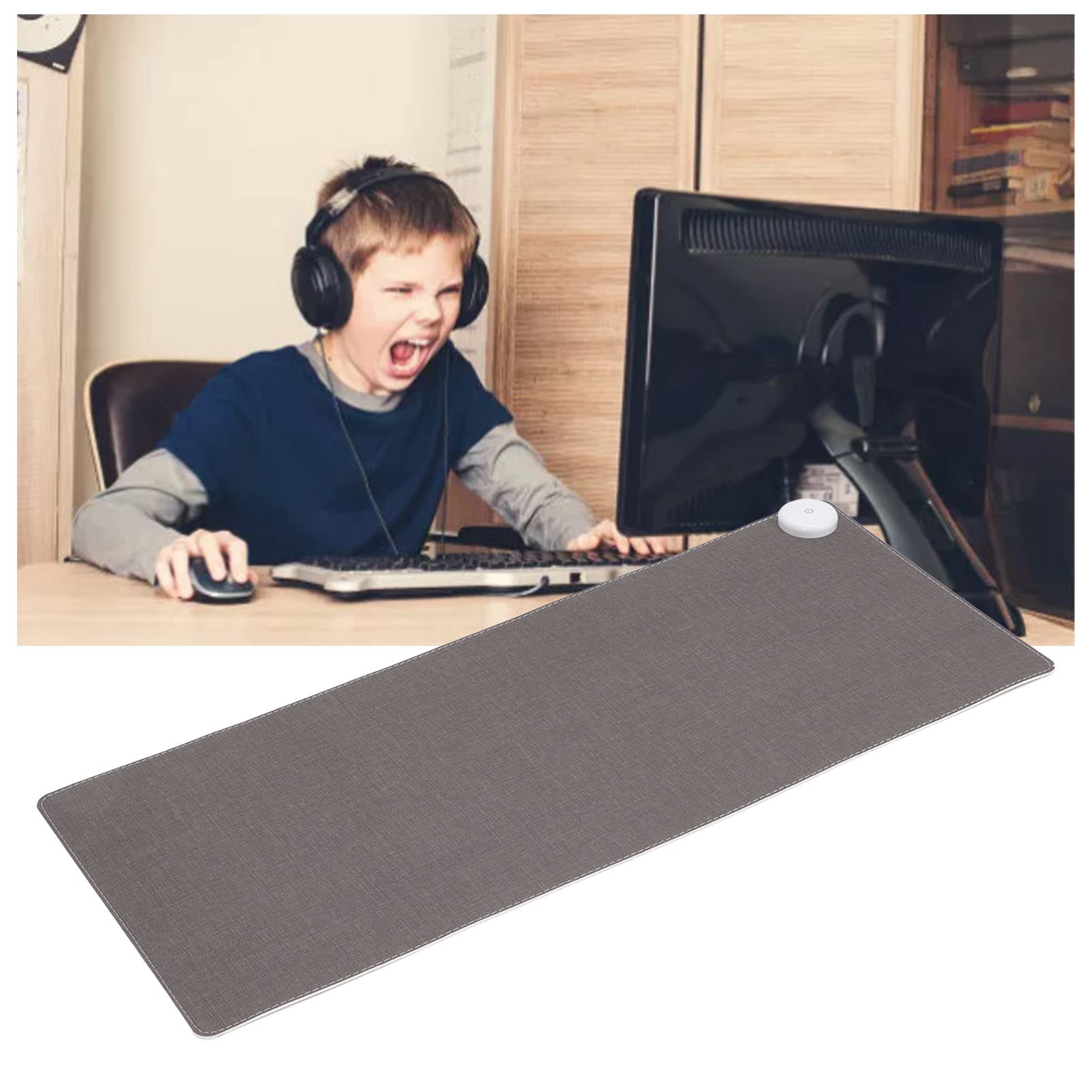 Tappetino per Mouse Riscaldato, Tappetino per Mouse da Scrivania Caldo Ultra Sottile Regolabile a 3 Marce 31,5x13,0 Pollici Tappetino per Mouse da Gioco Multifunzionale Grande per L'home Office(EU)