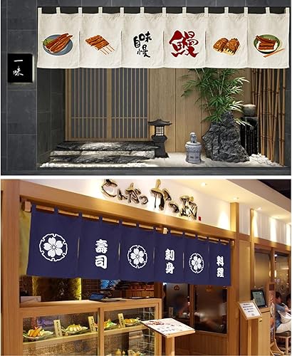 Miniatura 2 de CAGFINY Cortina de restaurante de estilo japonés para colgar en la puerta, cortina de tela Noren, decoración horizontal para sushi bar, Izakaya, 59